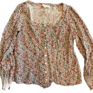 LOFT Petites Floral Cotton Button-Up Blouse - Size Petite M - Perfect for Spring